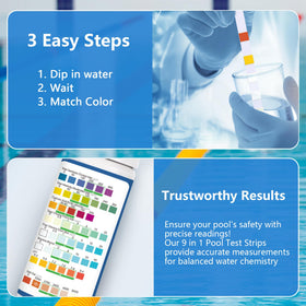 FUNSWTM test strip dipped into pool water for fast readings