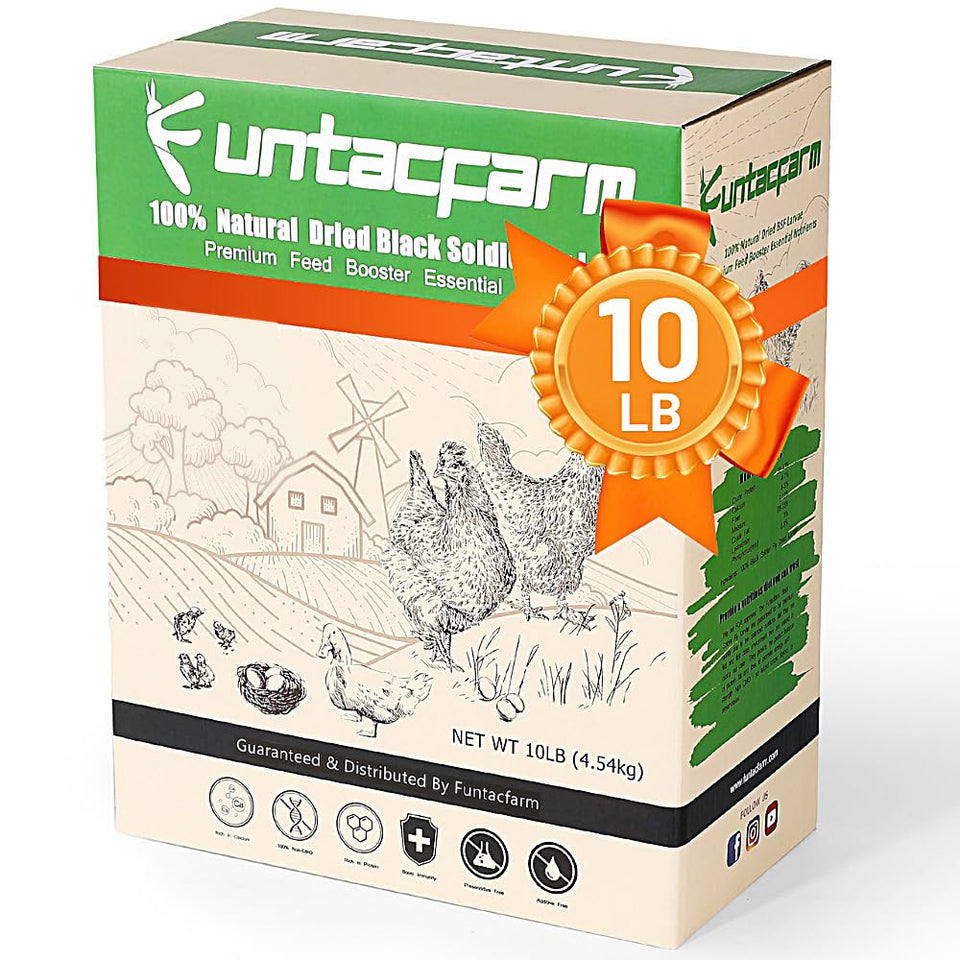 Funtacfarm BSFL dried worms package showing natural ingredients and easy storage