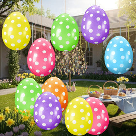 Funtery 12-pack Easter inflatable eggs brighten yards for playful egg hunts.