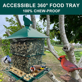 FUNWILDLIFE 360-degree feeding station lets birds feed from any side.