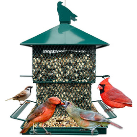 FUNWILDLIFE bird feeder for outdoor hanging with durable metal construction for year-round use.