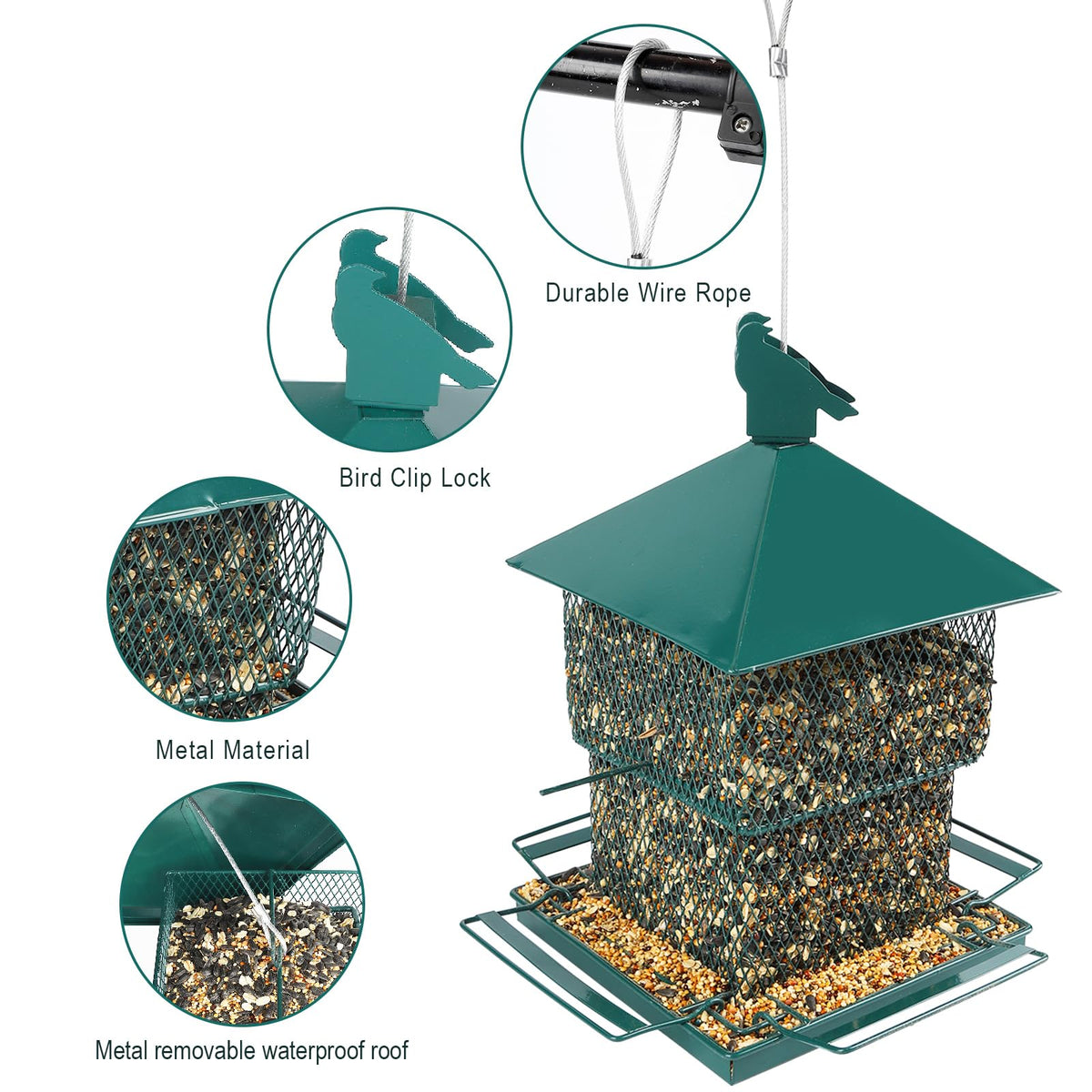 FUNWILDLIFE squirrel-resistant lid demonstrates the pest-deterrent design.