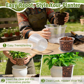 FUOAUYK 4 inch clear nursery pot with saucer perfect for cuttings and herbs