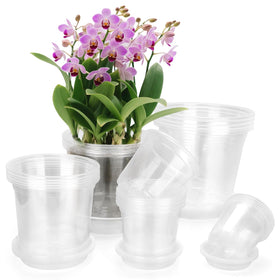 FUOAUYK 7-inch clear nursery pot with tray for seed starting and transplanting