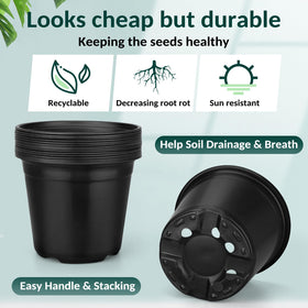 FUOAUYK black pots absorb heat to warm soil and speed germination.