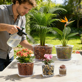FUOAUYK clear pot suitable as a liner inside decorative planters for a neat look.