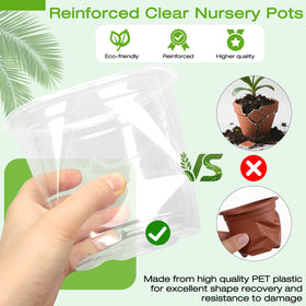 FUOAUYK drainage holes support moisture balance in clear plant pots.