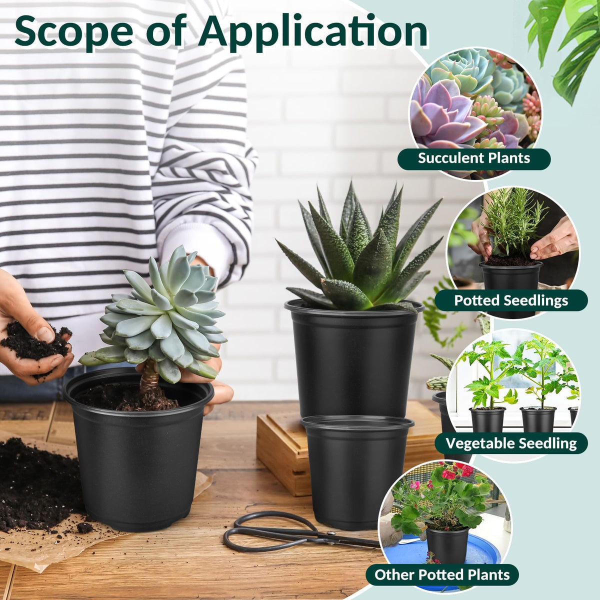 FUOAUYK versatile pots suited for outdoor and greenhouse use.