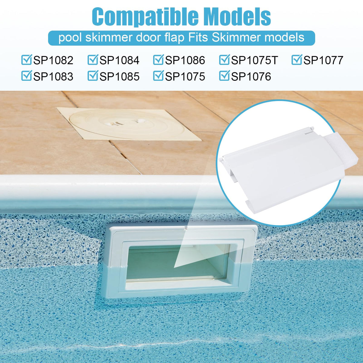 Fuoequl inground pool skimmer door in use for debris protection