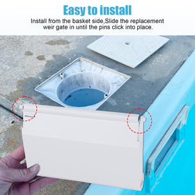 Fuoequl weir door dimensions 7-3/4 by 5-1/2 inch shown