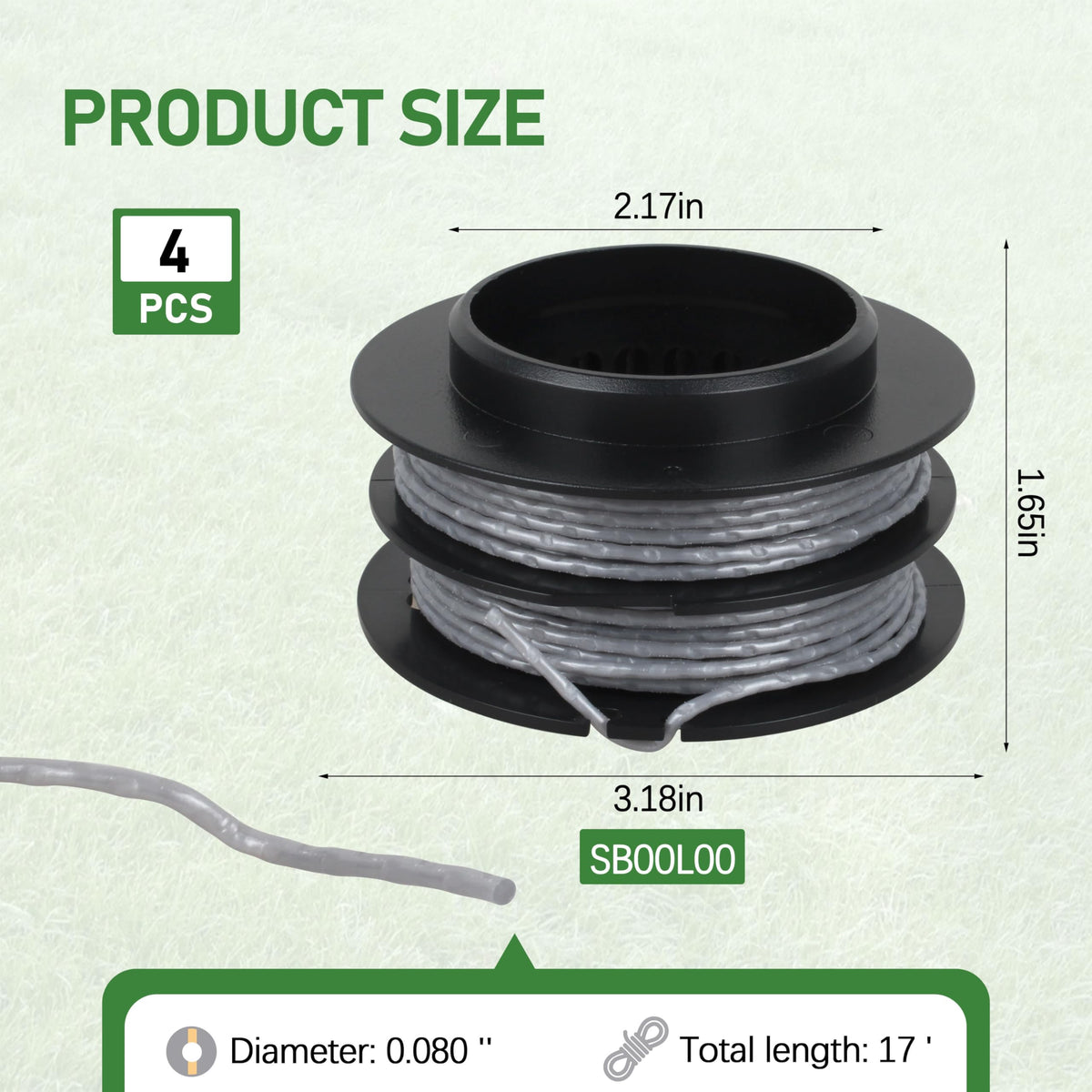 Fuosuc SB00L00 dual-line spool enables faster cutting on dense grass areas.