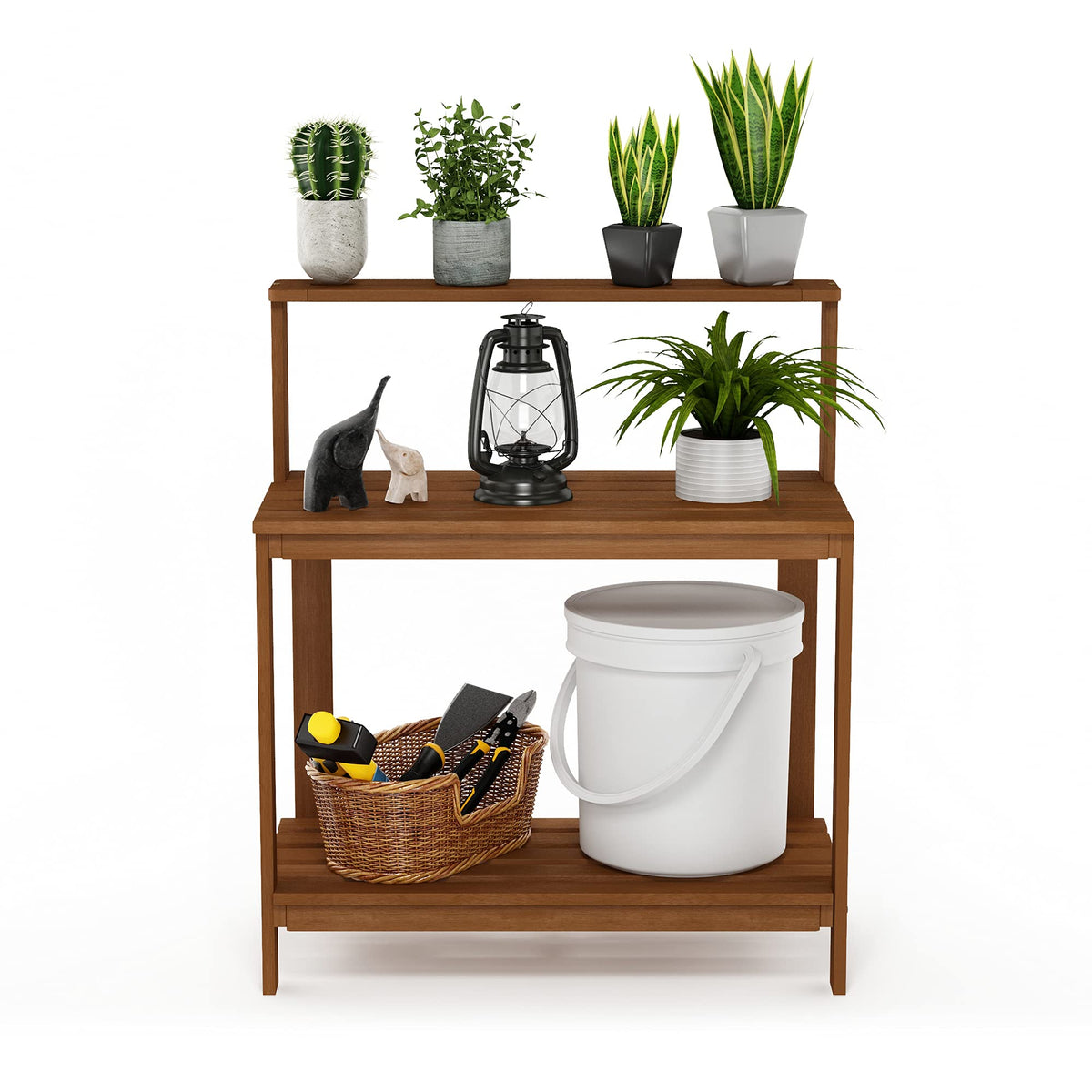Furinno Tioman potting bench Meranti hardwood stands up to weather