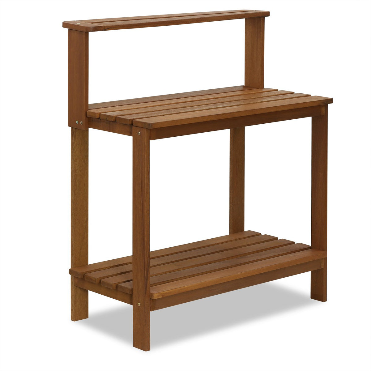Furinno Tioman potting bench teak-oil finish enhances color and UV resistance