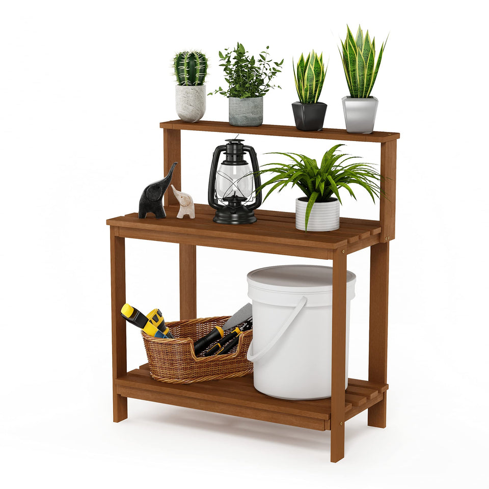 Furinno Tioman outdoor potting bench with durable Meranti hardwood for gardening