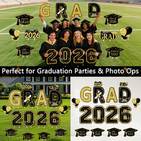 FurniCore front-yard display creates a coordinated graduation backdrop.