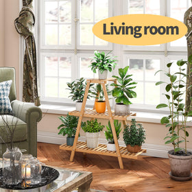 Furshus bamboo plant stand holds up to eight pots