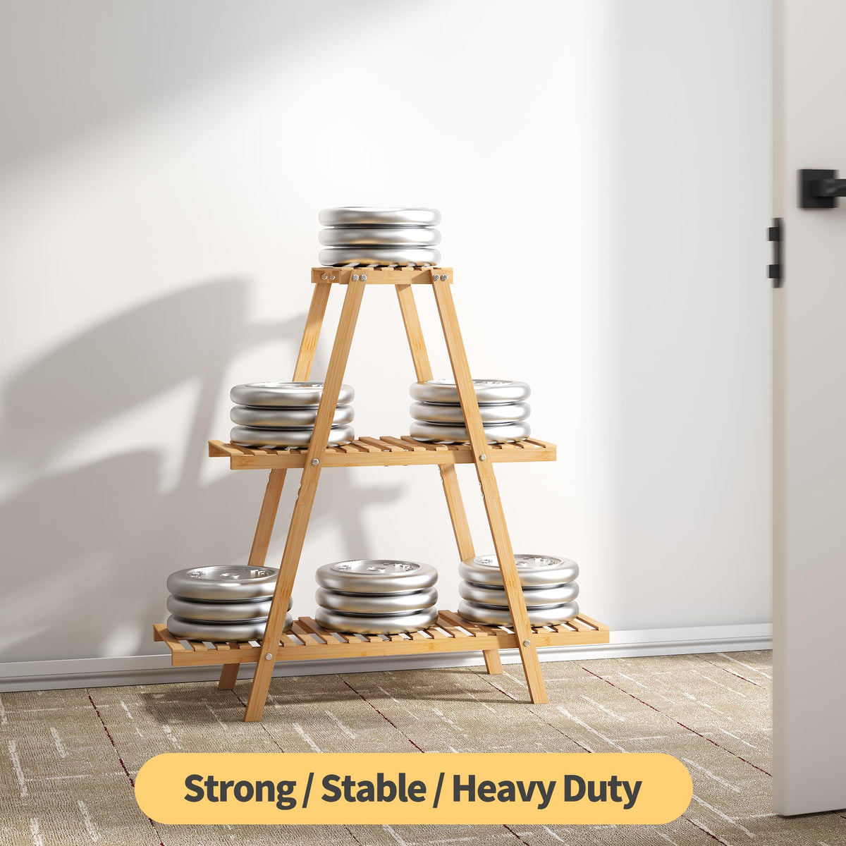 Furshus bamboo plant stand distinctive design enhances space