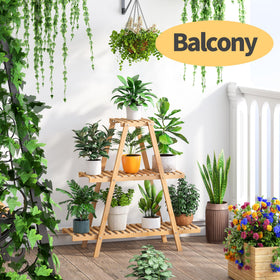Furshus bamboo plant stand natural finish adds warm décor