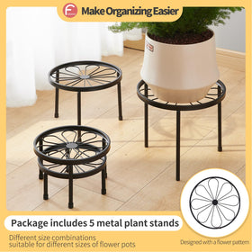 Furshus metal round stand with flower pattern enhances decorative display