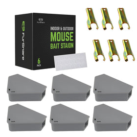 FurSnare 6-pack mouse bait stations with lockable keys for safe indoor and outdoor use.