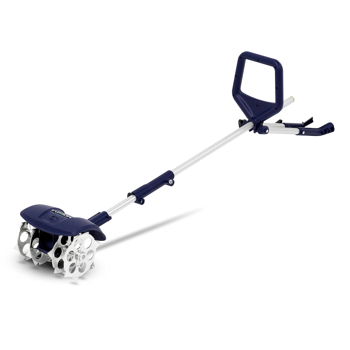 Fusion Drill-Powered Cultivator assembly demonstrates easy drill attachment for efficient soil prep