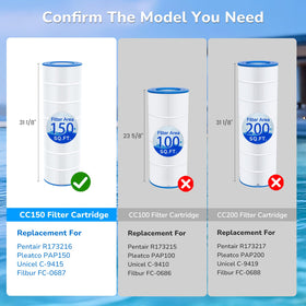Future Way CC150 pleated design captures 3x more debris for clearer water.