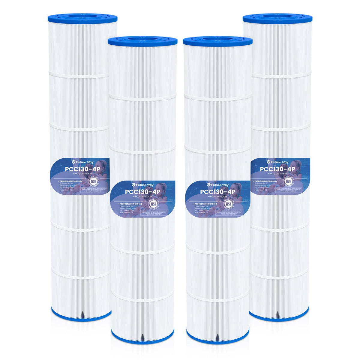 Future Way CCP520 4-pack replacement cartridges for reliable pool filtration.