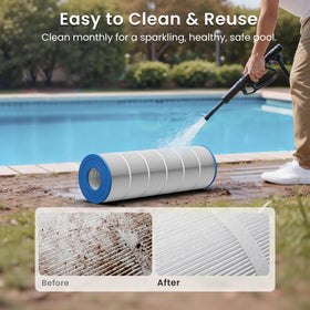 Future Way clean-water-demo shows clear pool water improvement.