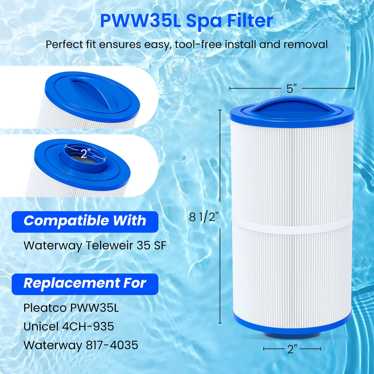Future Way PWW35L cartridge inside view demonstrates durable core for long-lasting filtration.