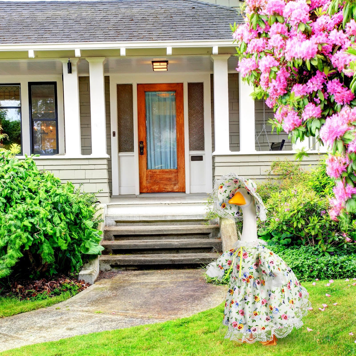 FuWeave 23-inch goose clothes fit most lawn geese.