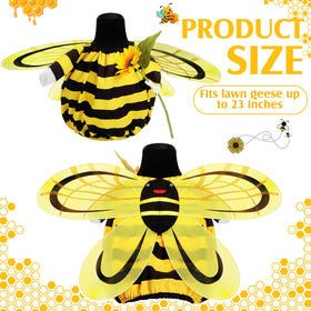 FuWeave bee goose costume with wings and sunflowers for festive lawn decor.