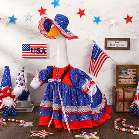 FuWeave blue-red-white lawn goose costume brightening garden display