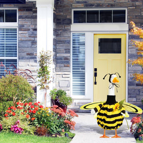 FuWeave durable outdoor goose outfit withstands sun, wind, and rain for porch decor.