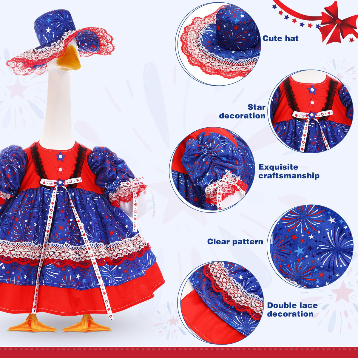 FuWeave fireworks-pattern goose dress adds playful Independence Day flair