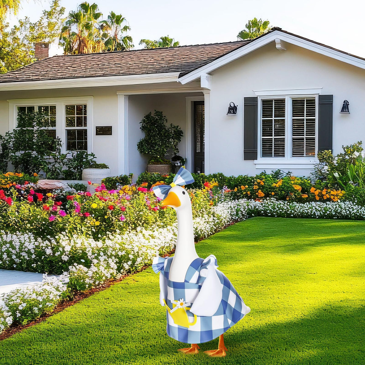 FuWeave 23-inch goose clothes fit most standard lawn geese.