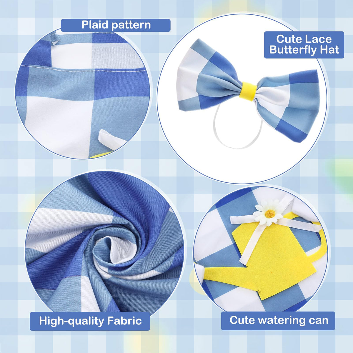 FuWeave plaid porch goose outfit detail shows sun-friendly, weather-resistant fabric.