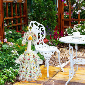 FuWeave goose outfit elevates garden centerpieces and photos.