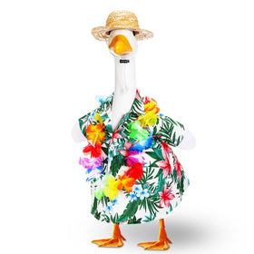 FuWeave 17-inch Hawaii skirt goose outfit on a lawn goose boosts outdoor curb appeal