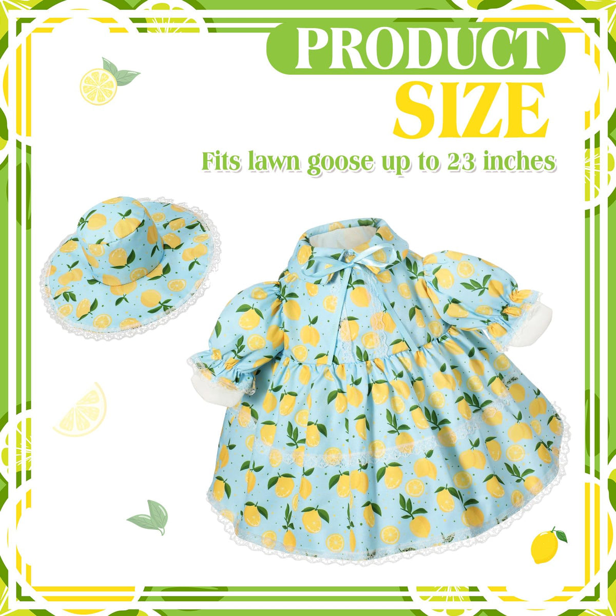 FuWeave lemon-pattern fabric enhances summer curb appeal on lawn geese.