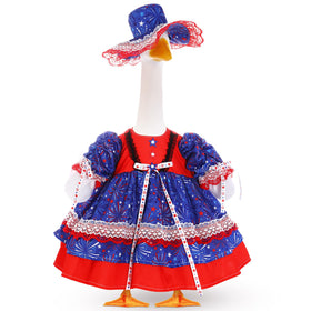 FuWeave patriotic goose hat atop a 23'' lawn statue for festive decor