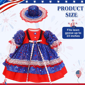 FuWeave patriotic goose skirt with red, white, blue accents on lawn statue