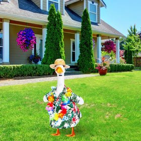 FuWeave Hawaii themed goose costume provides a vibrant focal point for outdoor displays
