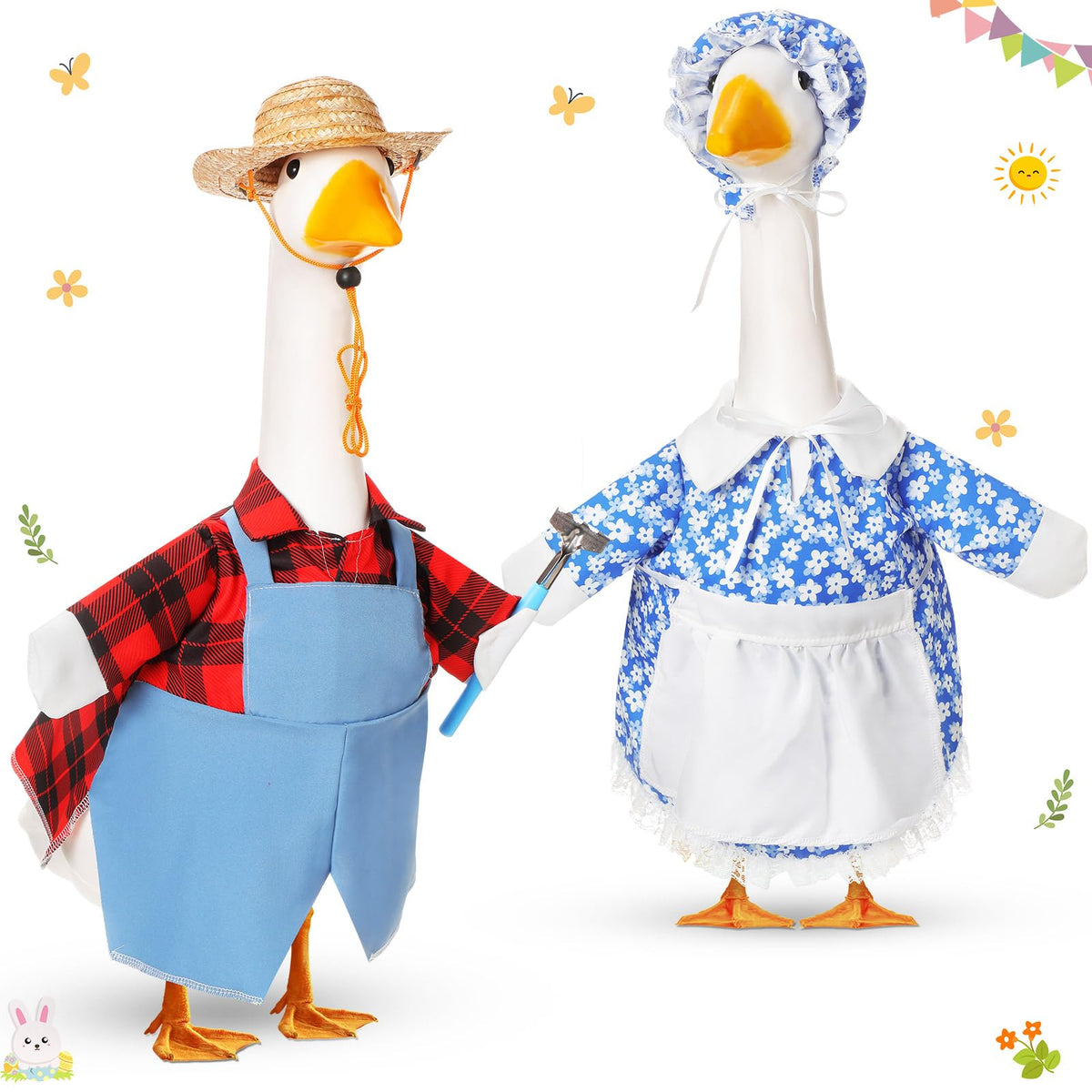 FuWeave porch goose outfit with farmer overalls enhances spring yard charm.