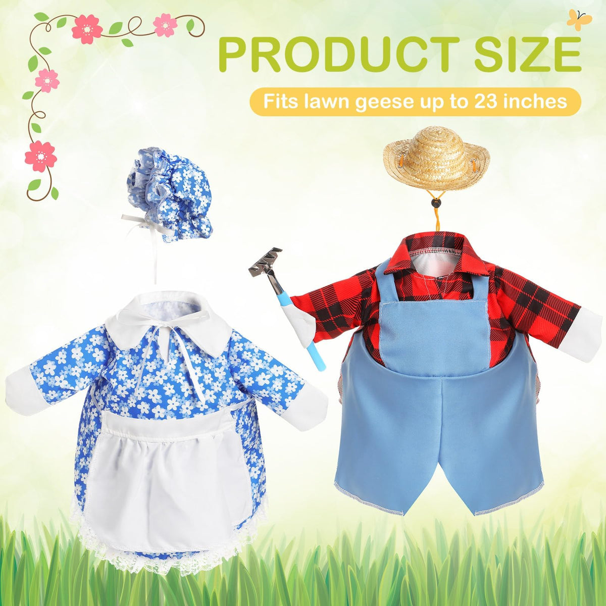 FuWeave goose outfit with overall skirt adds color to outdoor decor.