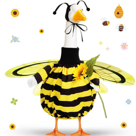 FuWeave spring bee goose outfit with wings and sunflowers brightens outdoor display.