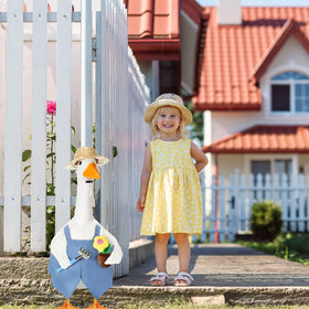FuWeave Goose Outfit in blue overalls enhances garden goose presentation