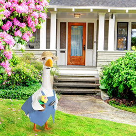 FuWeave Goose Outfit with tiny shovel prop for garden-themed display