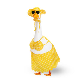 FuWeave summer bikini goose outfit on a 17-inch lawn goose boosts curb appeal