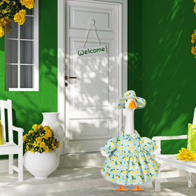 FuWeave wide-brim hat completes the lemon look for porch decor.