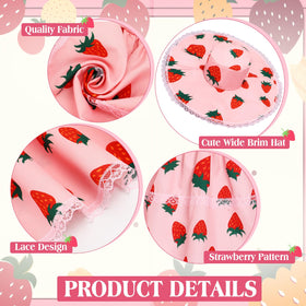 FuWeave wide brim strawberry-pattern hat enhances cheerful garden accents.
